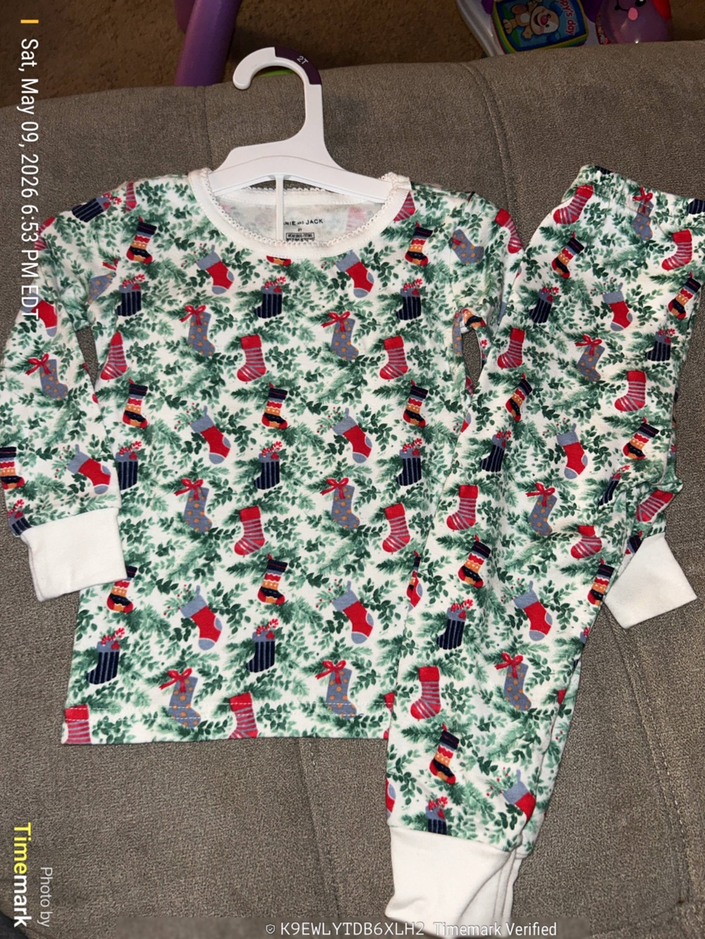 Janie and Jack White Kids Holiday Stocking Print Pajama Set